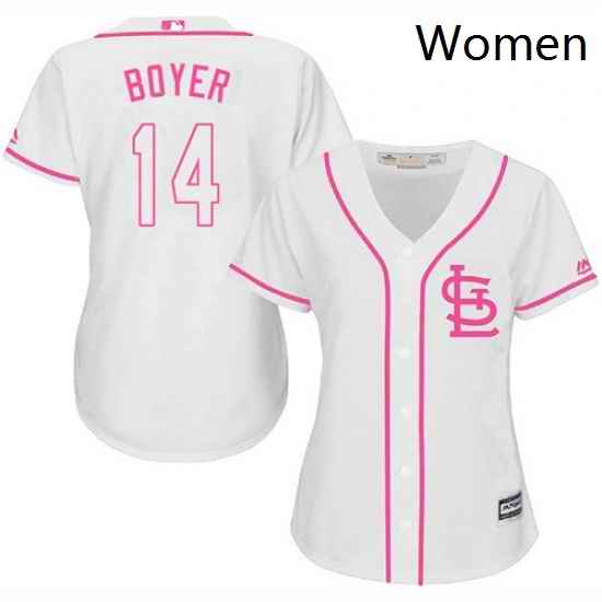 Womens Majestic St Louis Cardinals 14 Ken Boyer Replica White Fashion Cool Base MLB Jersey